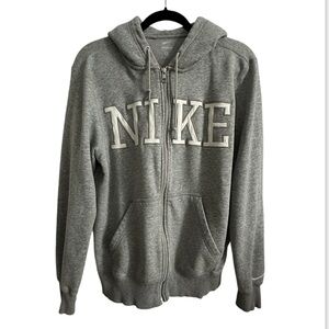 Nike Gray Hooded Zip Up Sweatshirt Size Medium
